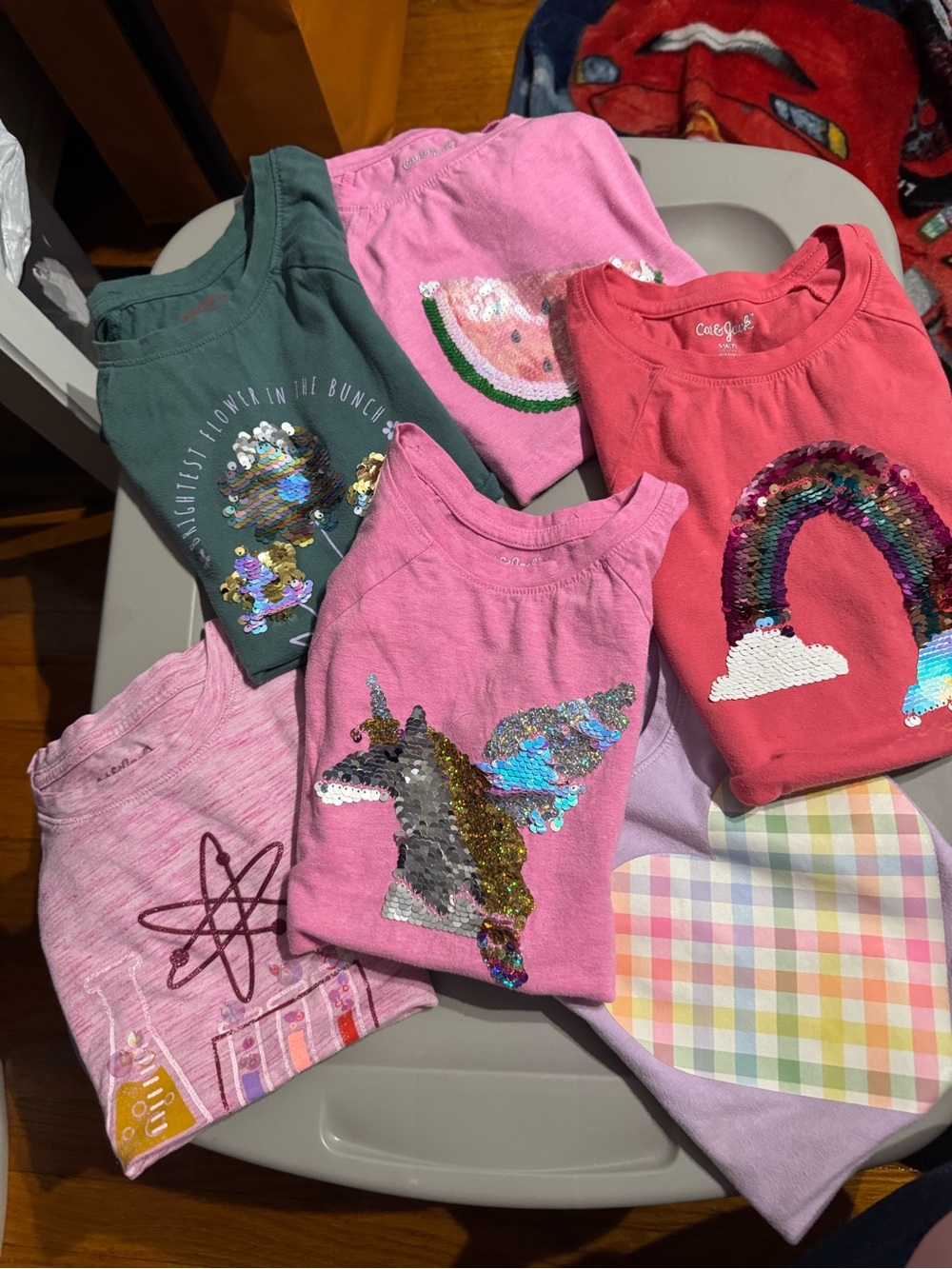 Children's Sequin Unicorn & Rainbow T-Shirt - Pink , purple , green bundle tees